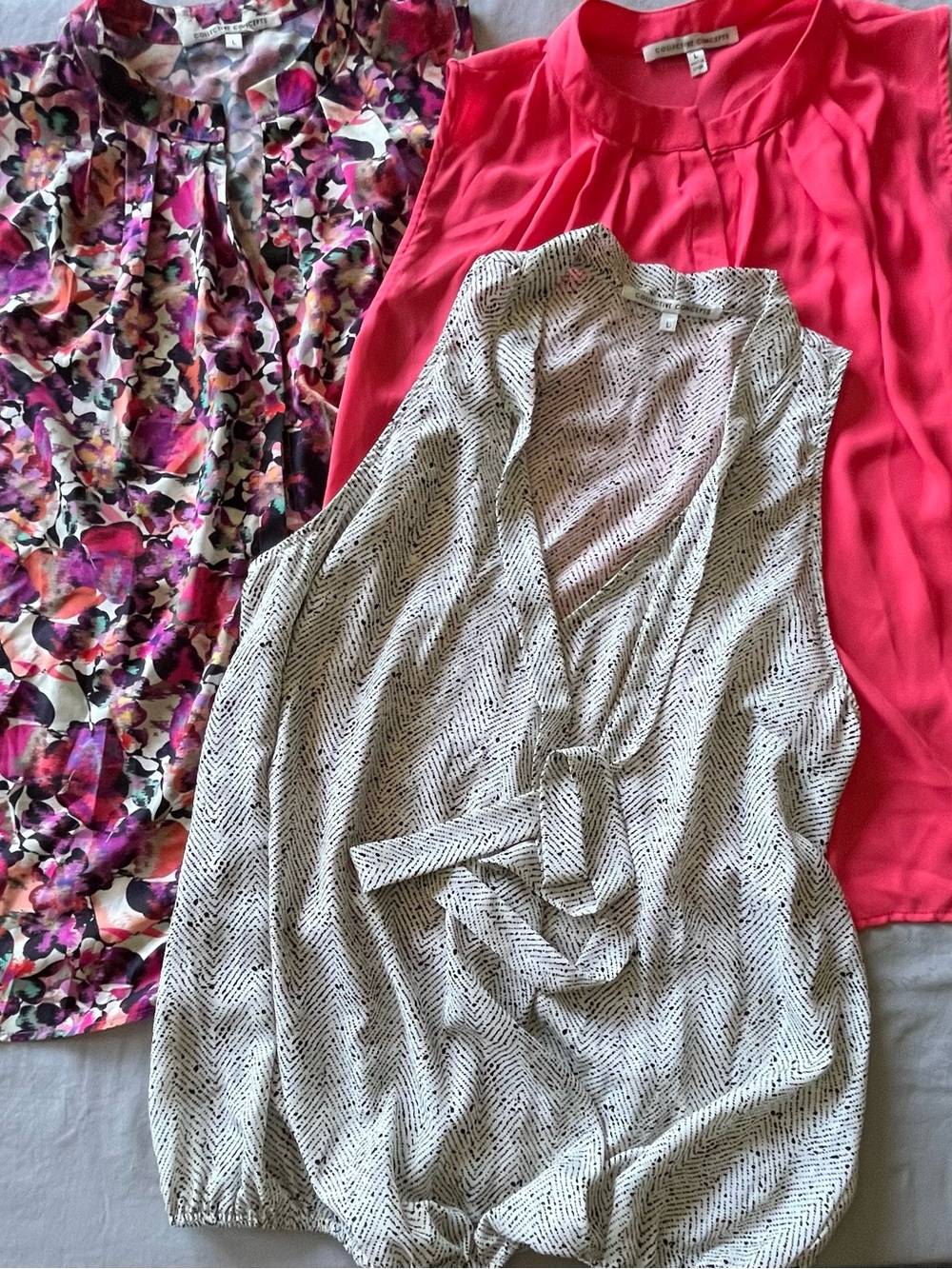 Collective Concepts Women Sleeveless Blouse Lot of 3 Large Floral Pink Work Top